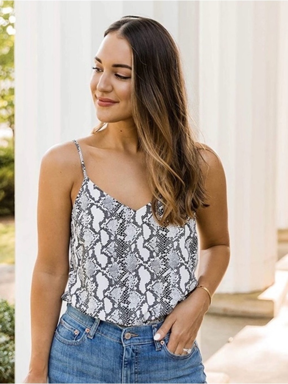 Snakeskin Python Print Black White Cami NEW Large